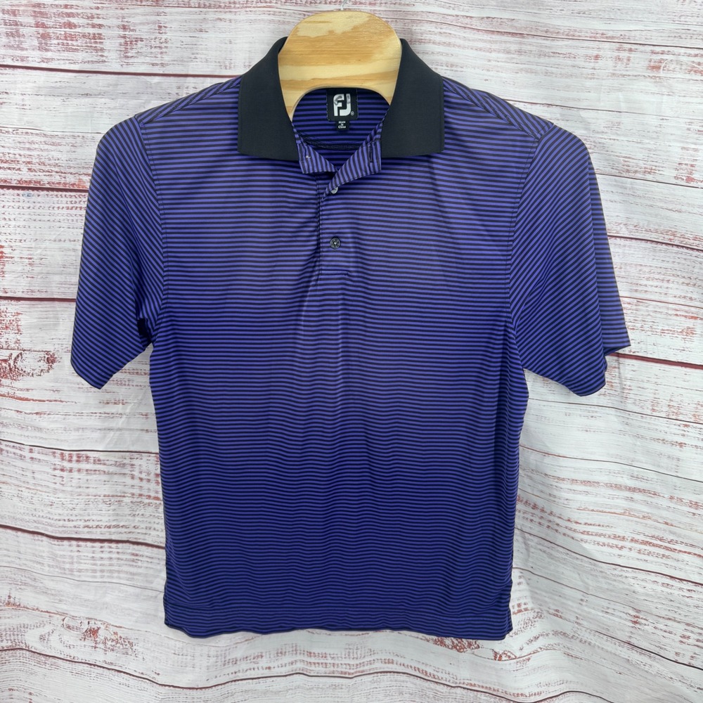 FootJoy Polo Shirt‎ Mens Medium Striped Golf Short Sleeve Performance Athletic